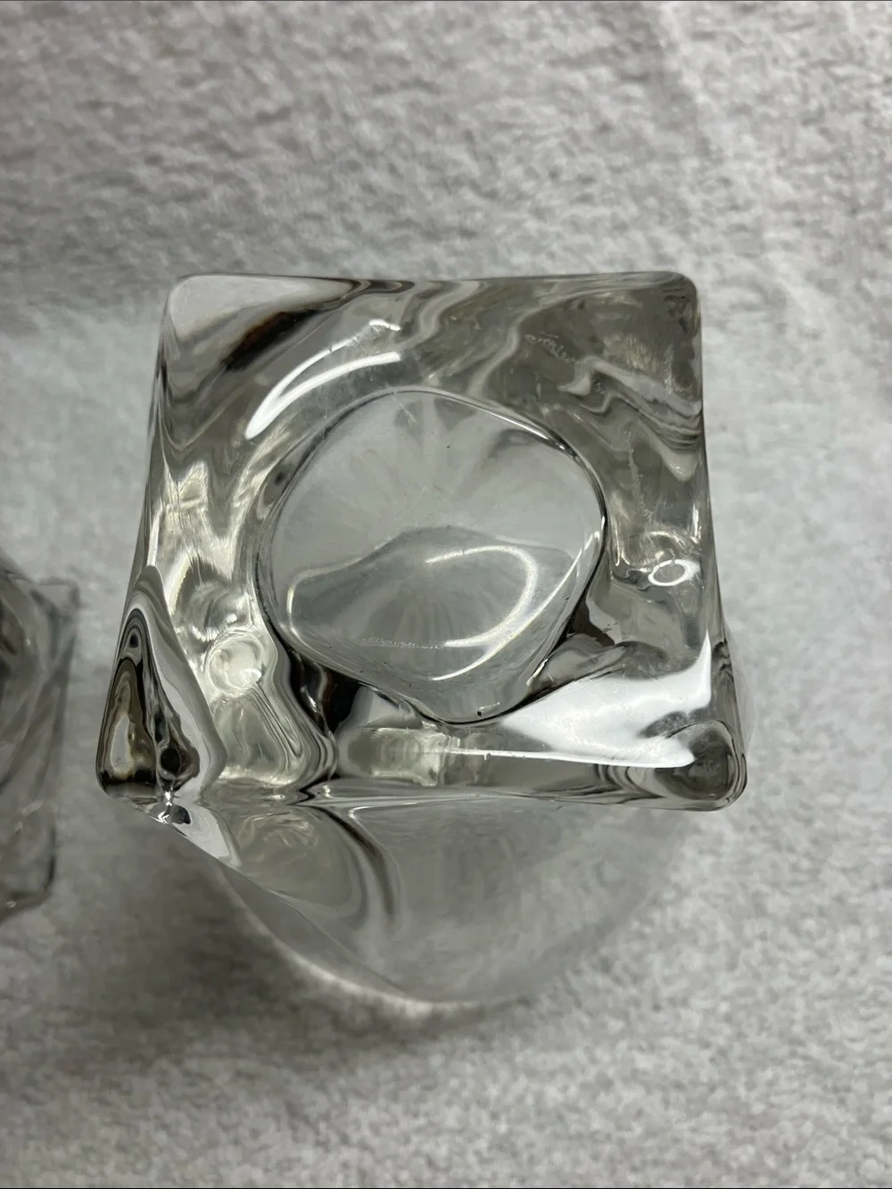 2 Mikasa Twisted Square Bottom Double Whiskey Glasses
